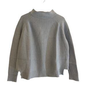 Kinross Women’s Large Garter Funnel Neck Sweater Baby Blue 100% Cotton Fall